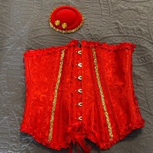 Elegant Red and Gold Shapewear Corset